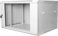 Шкаф настенный 19 18U телекоммуникационный, стеклянная дверь, серый GYDERS GDR-186045G